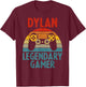 DYLAN Gift Name Personalized Funny Gaming Geek Birthday T-Shirt - T-Shirt | Maroon