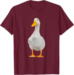 Cute Polygonal Duck Lover Farm Duck T-Shirt - T-Shirt | Maroon