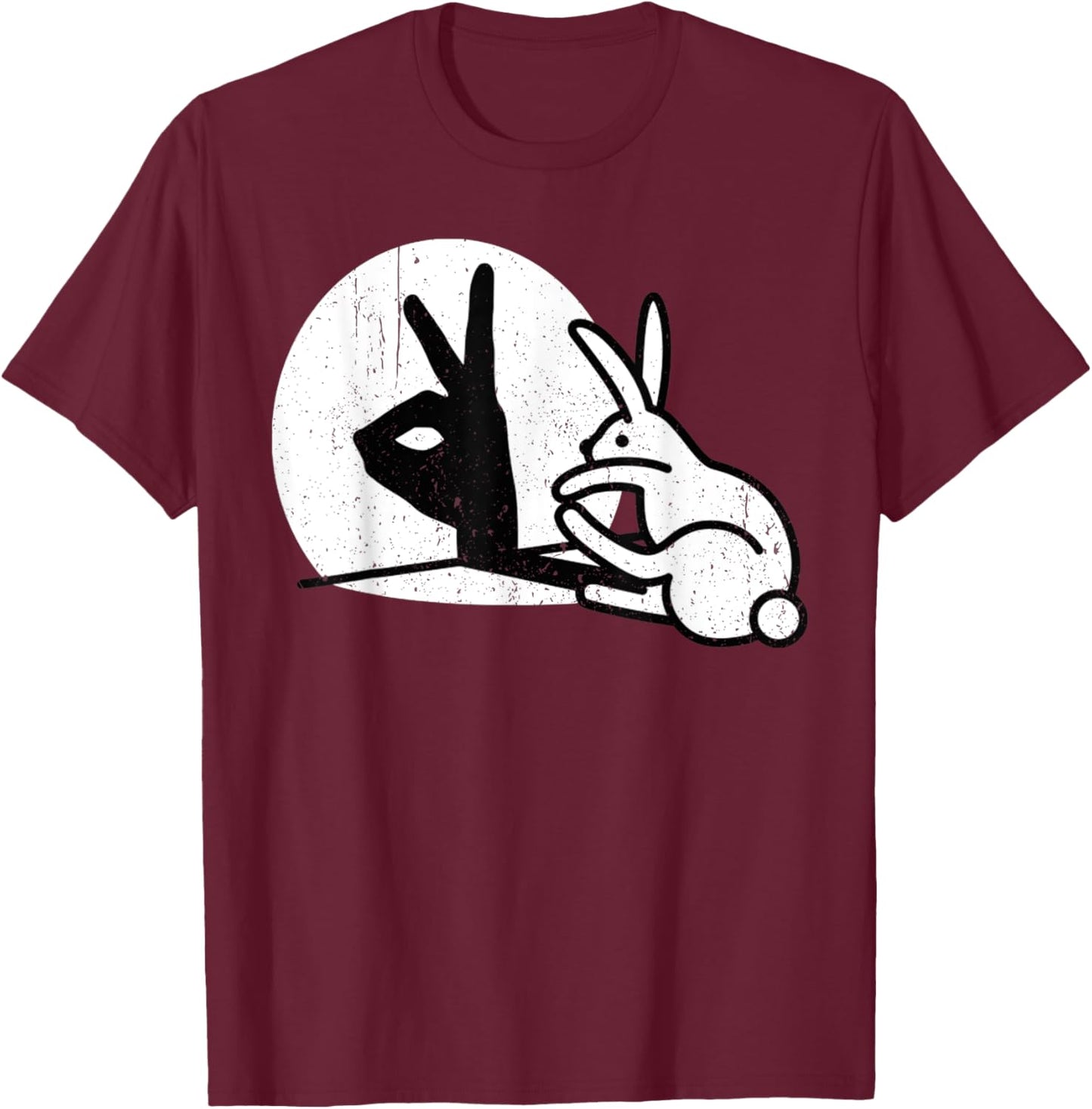 Vintage Funny Rabbit Hand Shadow Puppets Bunny Pop Art T-Shirt - T-Shirt | Maroon