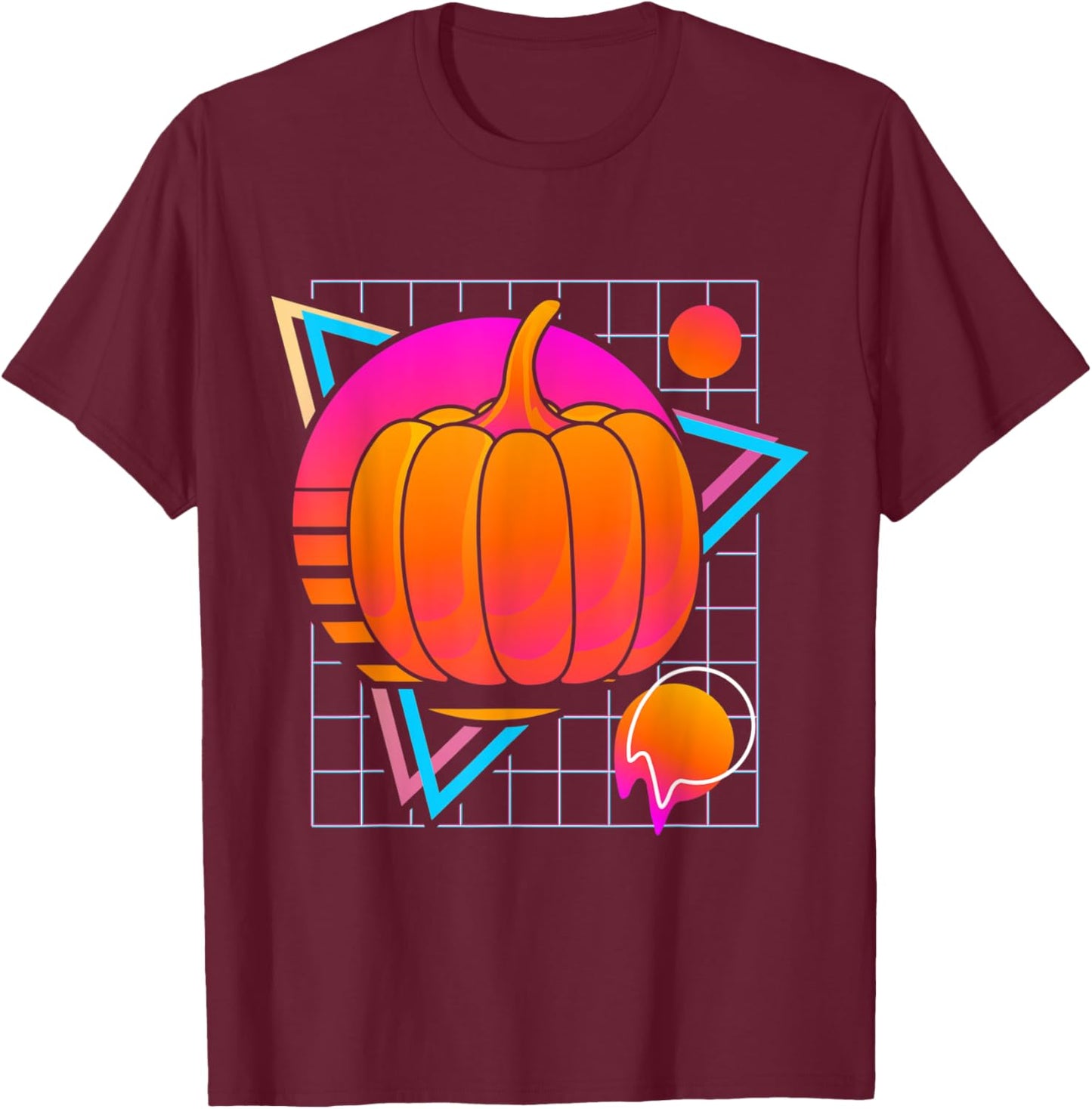 Pumpkin Retro 80s Style Vintage Vegetable Lover T-Shirt - T-Shirt | Maroon
