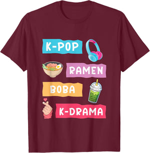 K-Pop Fashion for Fans of korean K-Drama & K-Pop Merchandise T-Shirt - T-Shirt | Maroon