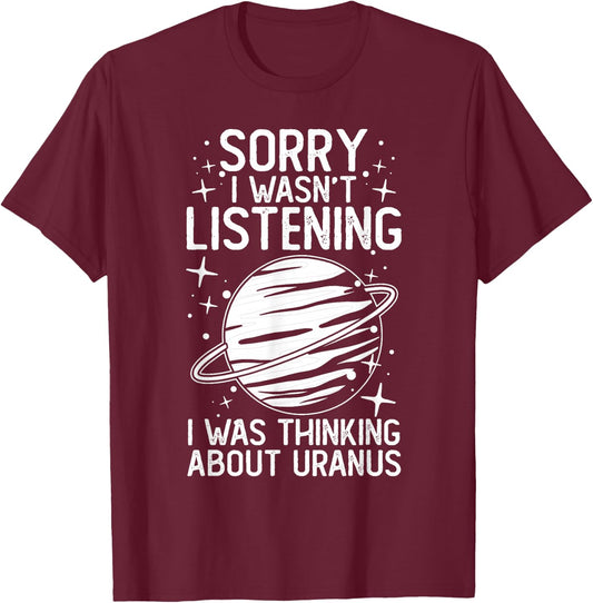 Uranus Planet Ring Solar System Gas Atmosphere Space T-Shirt - T-Shirt | Maroon