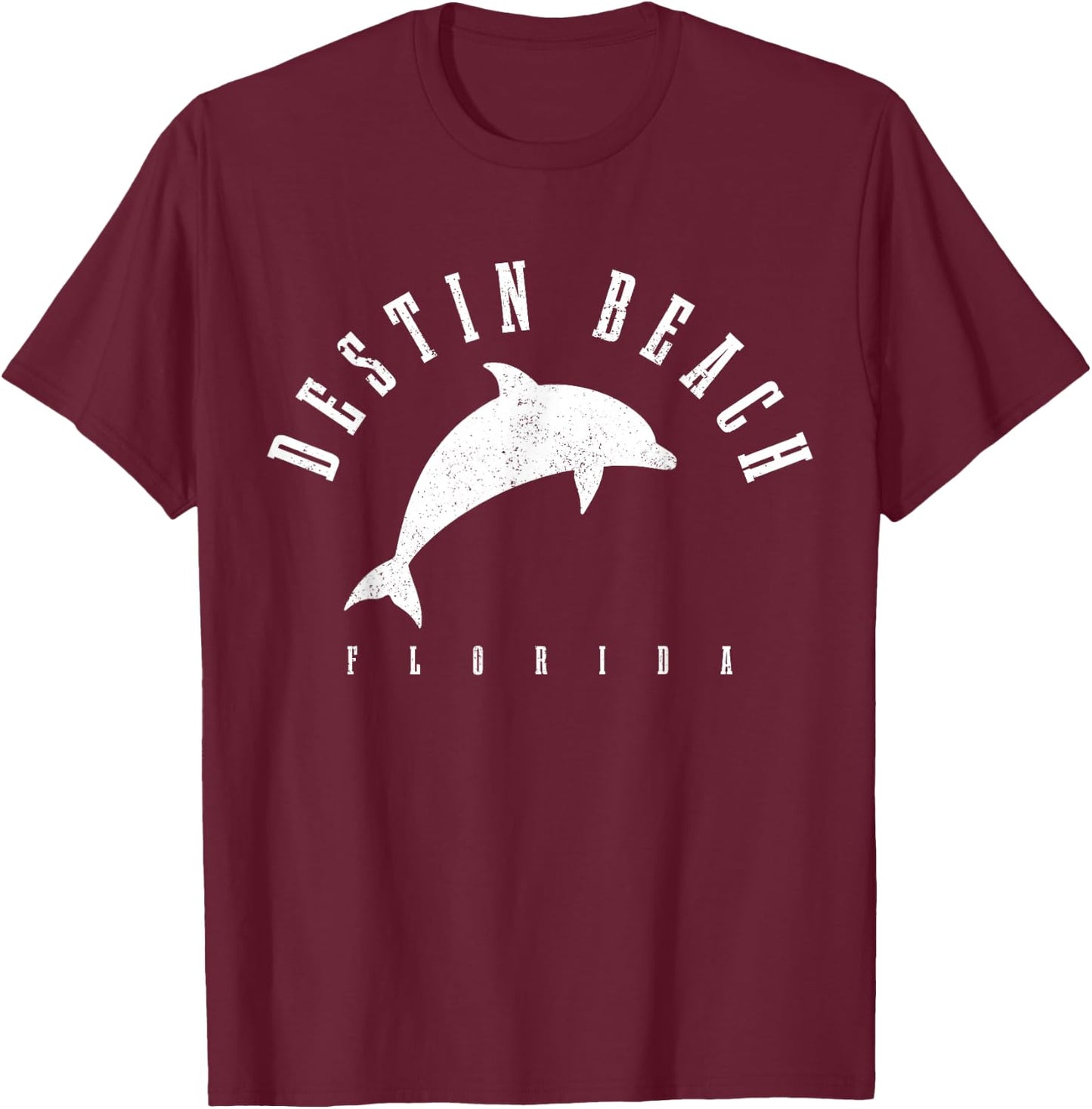 Destin Beach Florida FL Vintage Dolphin Holiday T-Shirt - T-Shirt | Maroon