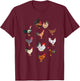 Vintage Chicken Breeds Farm Animals Day Support Farmer T-Shirt - T-Shirt | Maroon