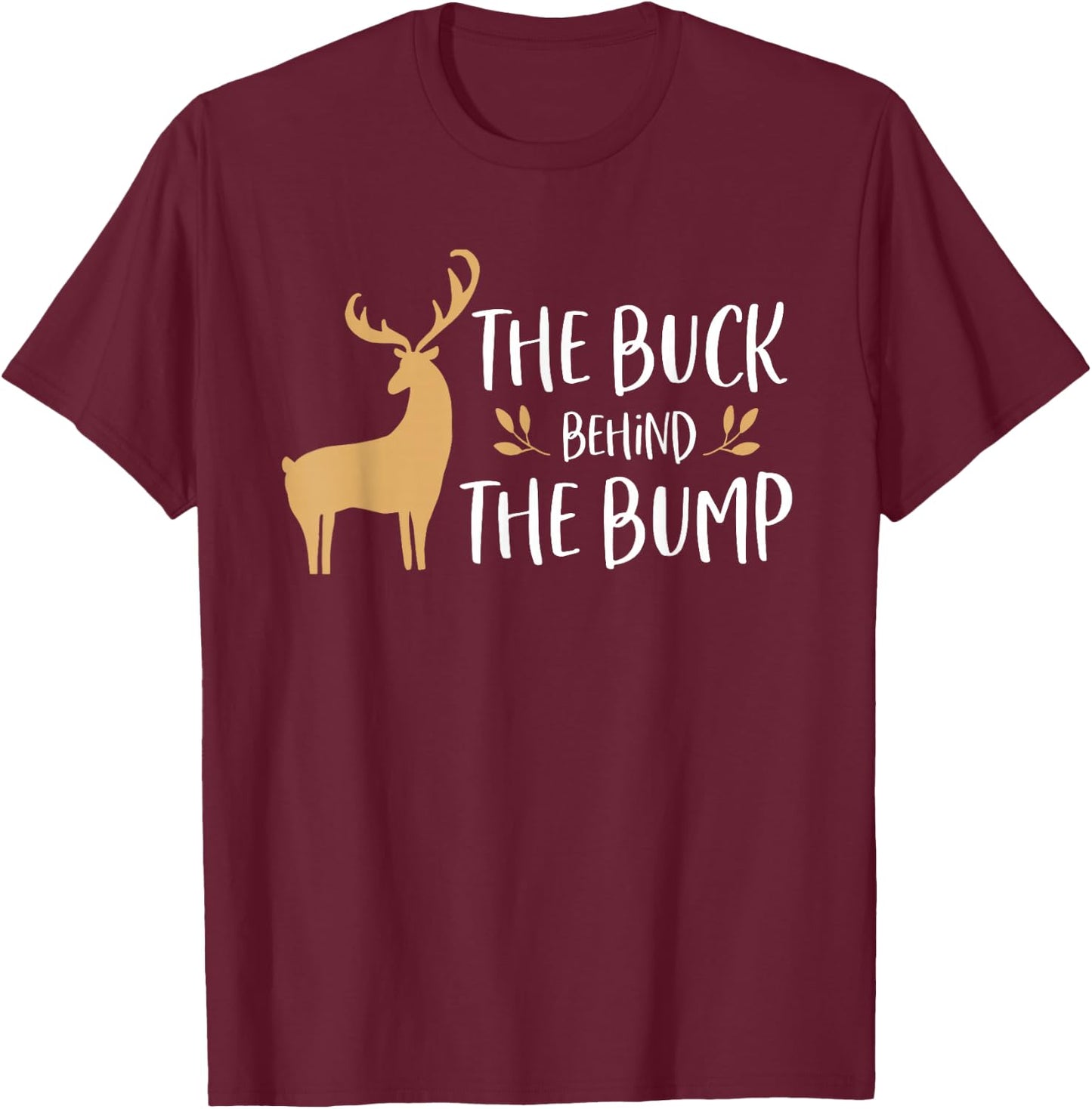 Christmas Pregnancy Announcement Shirt Men Buck Behind Bump T-Shirt - T-Shirt | Maroon