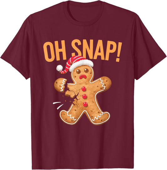 Gingerbread Man Oh Snap Christmas T-Shirt - T-Shirt | Maroon