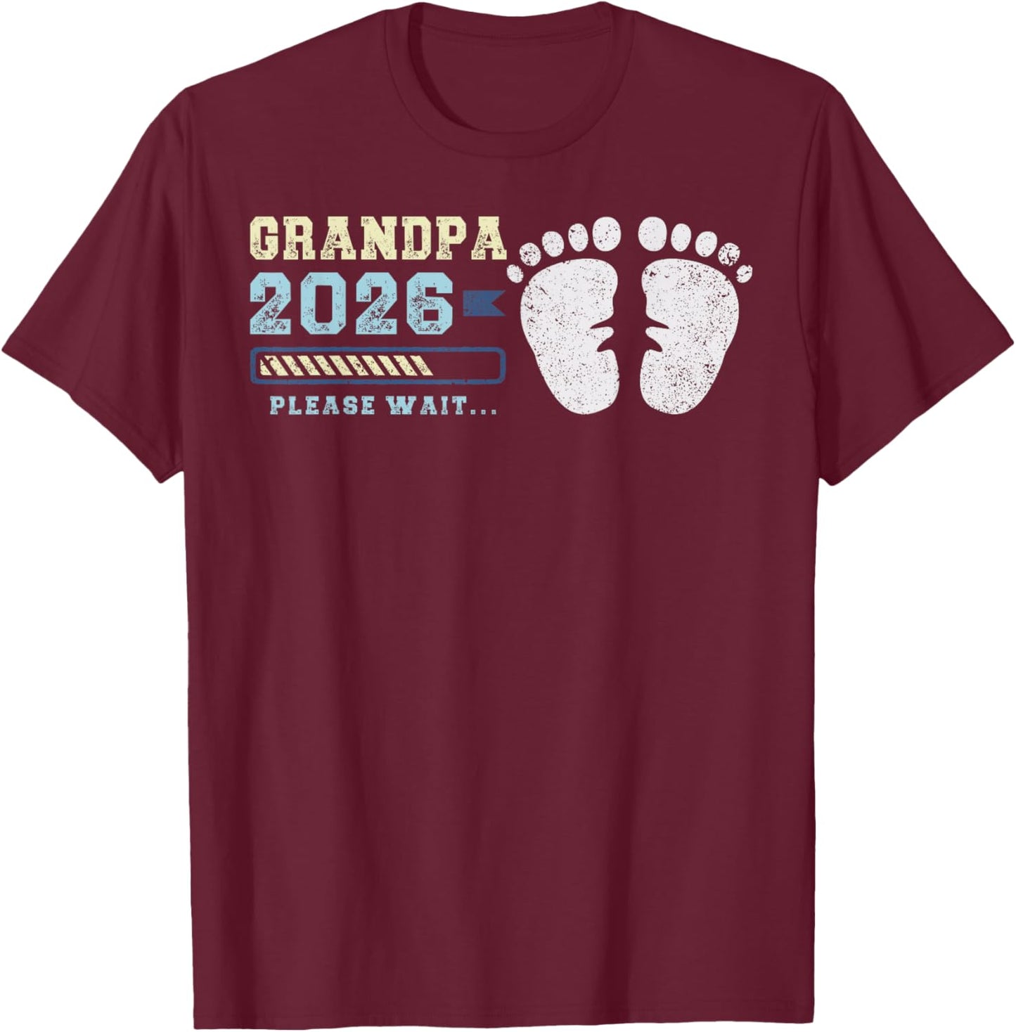 Grandpa 2026, Baby Announcement, Expecting Grandfather T-Shirt - T-Shirt | Maroon