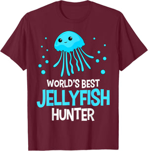 Underwater Adventurers Jelly World's Best Jellyfish Hunter T-Shirt - T-Shirt | Maroon