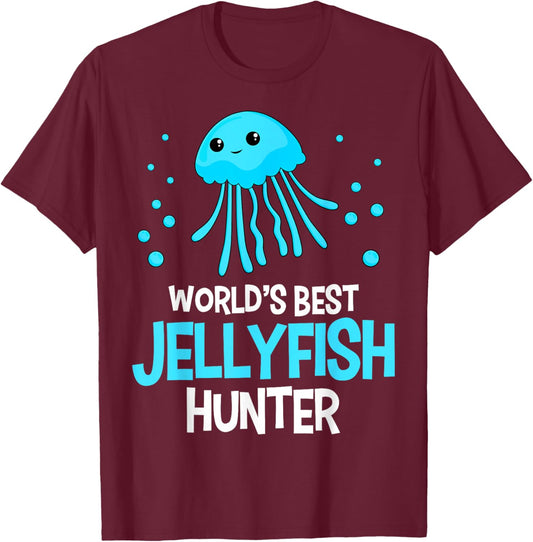 Underwater Adventurers Jelly World's Best Jellyfish Hunter T-Shirt - T-Shirt | Maroon