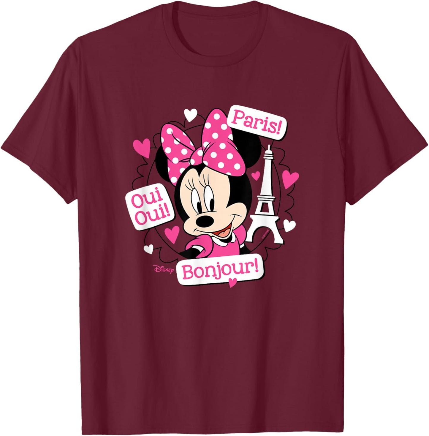 Minnie Mouse - Paris Bonjour Oui Oui T-Shirt - T-Shirt | Maroon