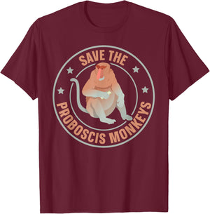Save the proboscis monkeys Quote for a Proboscis Monkey Fan T-Shirt - T-Shirt | Maroon