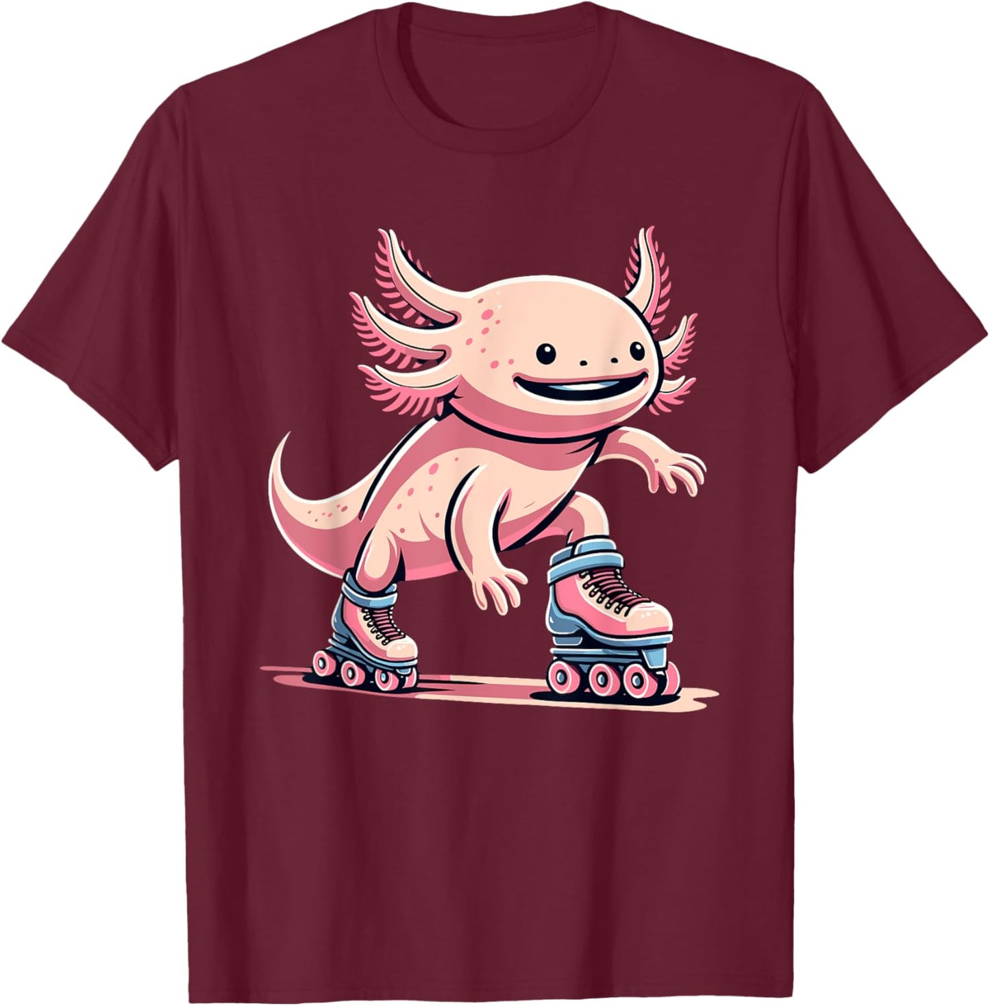 Axolotl Roller Skating Rollerskating Inline Skates T-Shirt - T-Shirt | Maroon