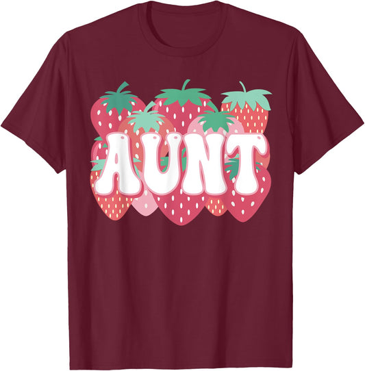 Aunt Of The Berry First Birthday Strawberry Family Party T-Shirt - T-Shirt | Maroon