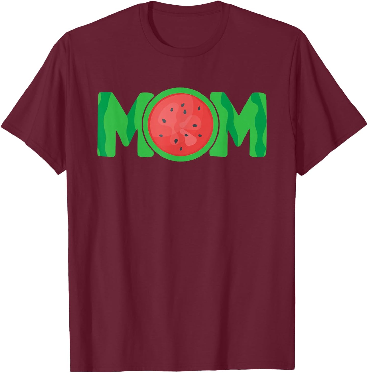 Mom Watermelon Tropical Summer Fruit Mother T-Shirt - T-Shirt | Maroon