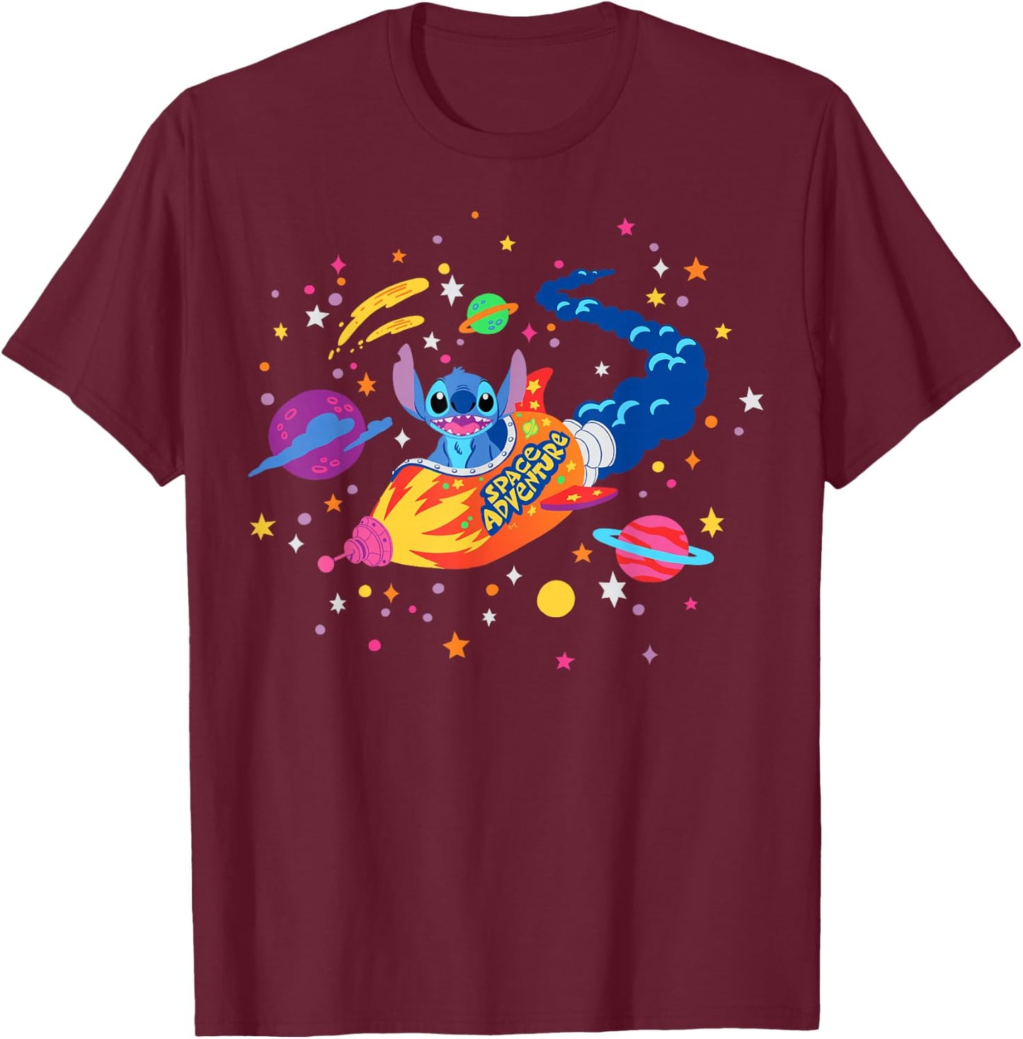 Disney Lilo & Stitch Space Adventure Rocket Stitch T-Shirt - T-Shirt | Maroon