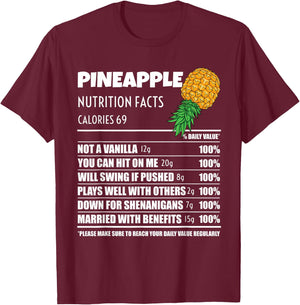 Upside Down Pineapple Nutrition Facts Swinger Men Women T-Shirt - T-Shirt | Maroon