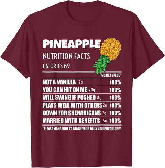 Upside Down Pineapple Nutrition Facts Swinger Men Women T-Shirt - T-Shirt | Maroon