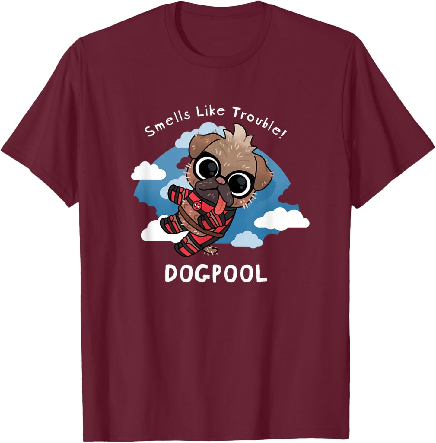 Marvel Studios Deadpool & Wolverine Dogpool Chibi Trouble T-Shirt - T-Shirt | Maroon