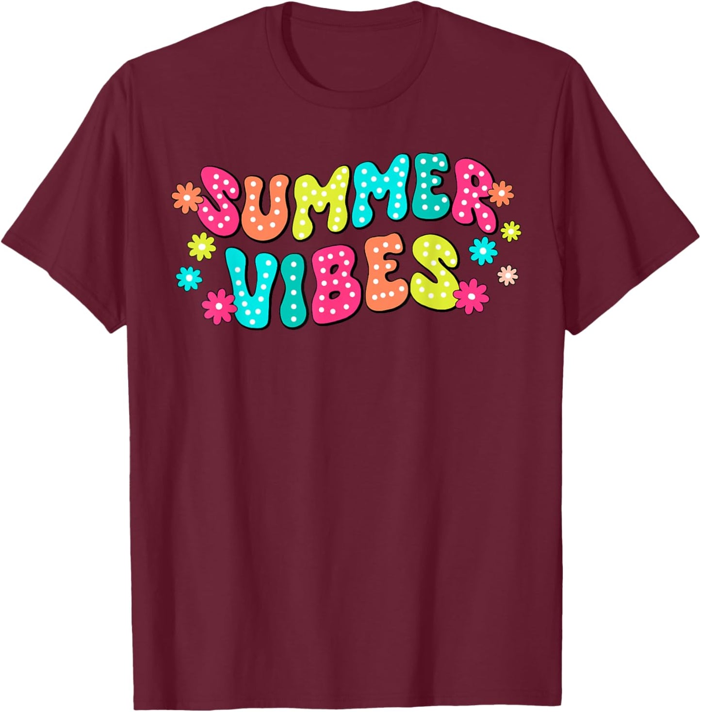 Summer Vibes Hello Summer Vacation Groovy Cruise Summer 2024 Men Women Girls Kids T-Shirt - T-Shirt | Maroon