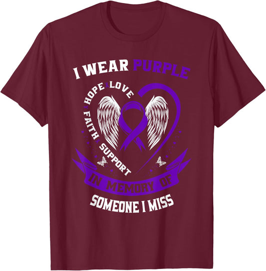 Pancreatic Cancer Awareness Shirt Someone I Miss Memorial T-Shirt - T-Shirt | Maroon