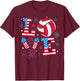 I Love Volleyball 4th July American Flag Patriotic Boys Girl T-Shirt - T-Shirt | Maroon