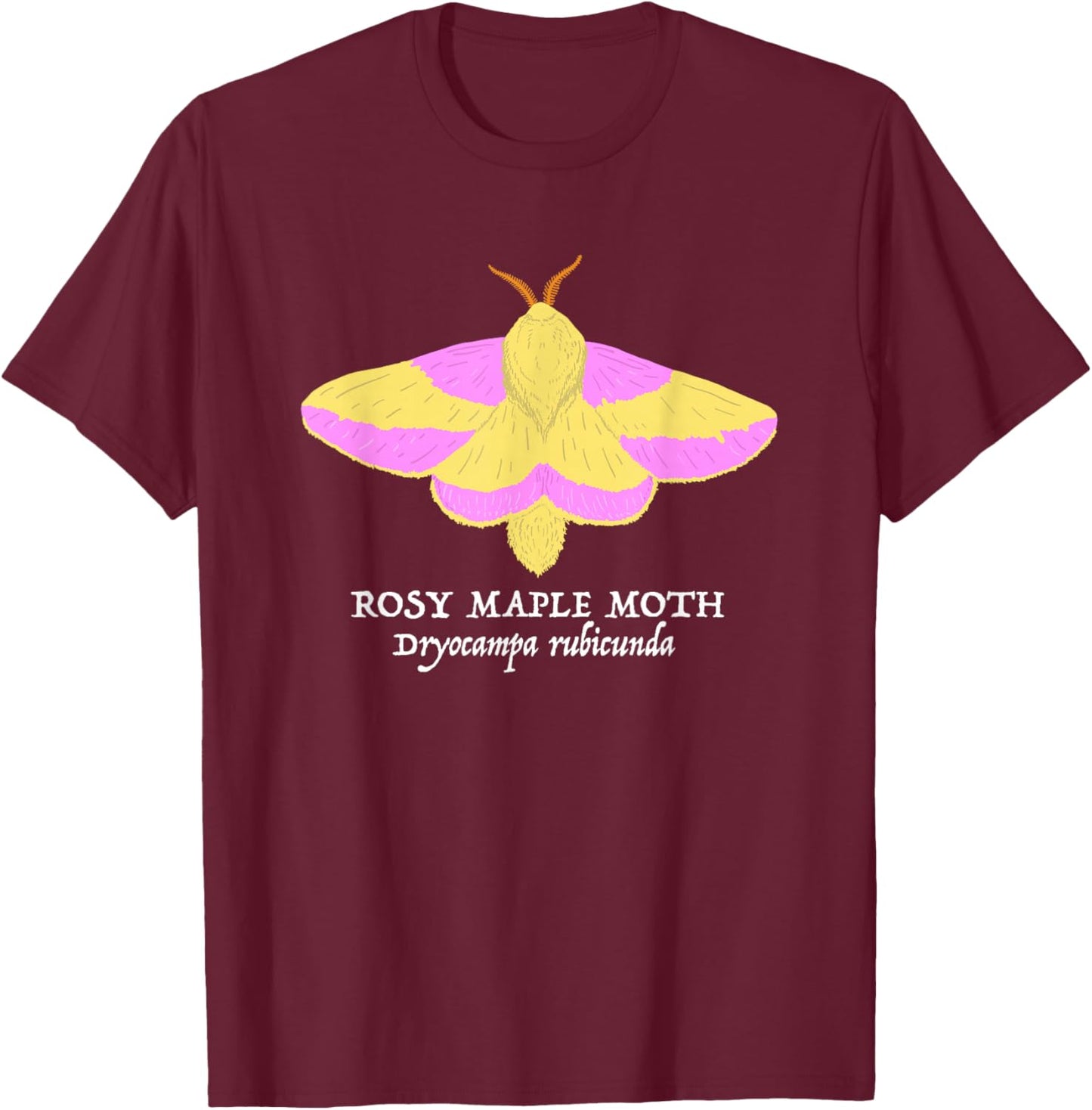 Rosy Maple Moth Dryocampa rubicunda Nature Wildlife T-Shirt - T-Shirt | Maroon