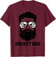Hockey Dad Funny Messy Hair Beard Hockey Dad T-Shirt - T-Shirt | Maroon