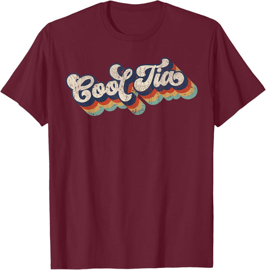 Retro Cool Tia For Spanish Auntie New Aunt T-Shirt - T-Shirt | Maroon
