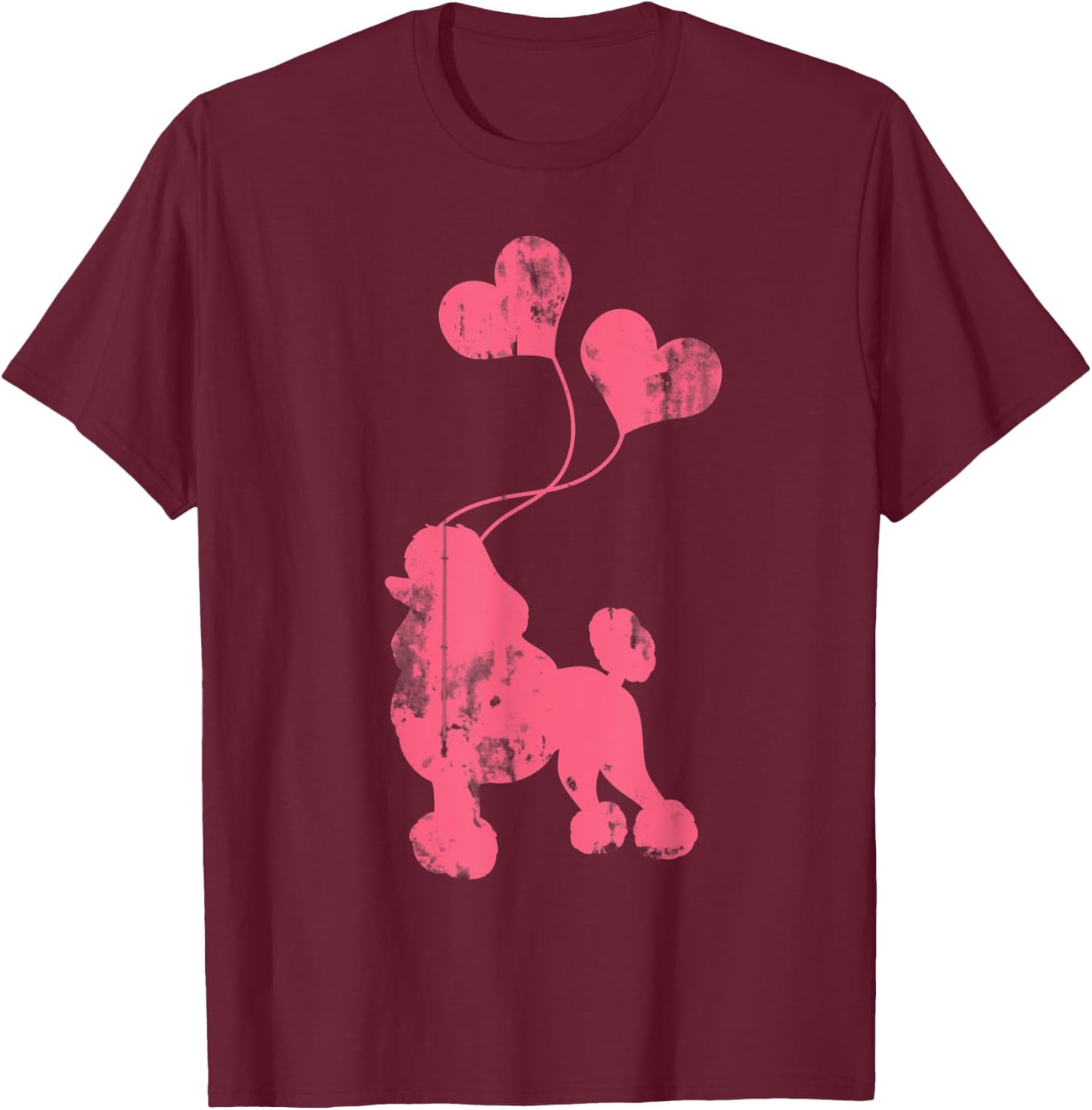 Balloons Heart Poodle T-Shirt - T-Shirt | Maroon