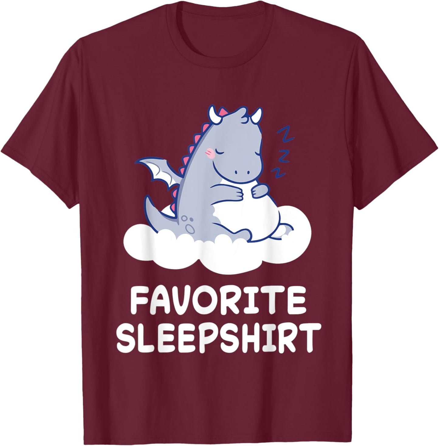 Dragon Dragons Nap Sleeping Sleep Pajama Pajamas Nightgown T-Shirt - T-Shirt | Maroon