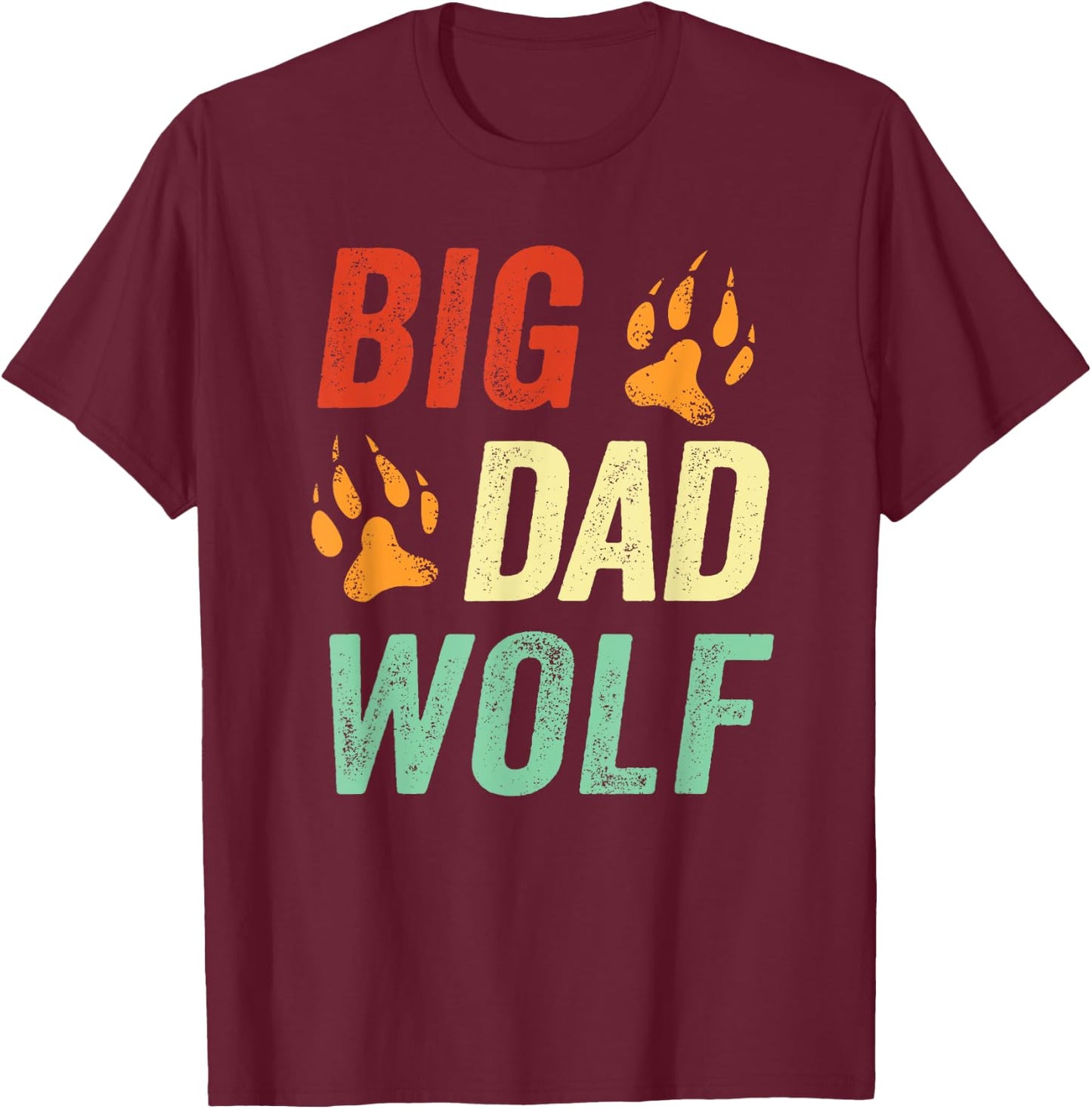 Dad Halloween Shirt Men Daddy Halloween Costume Big Dad Wolf T-Shirt - T-Shirt | Maroon