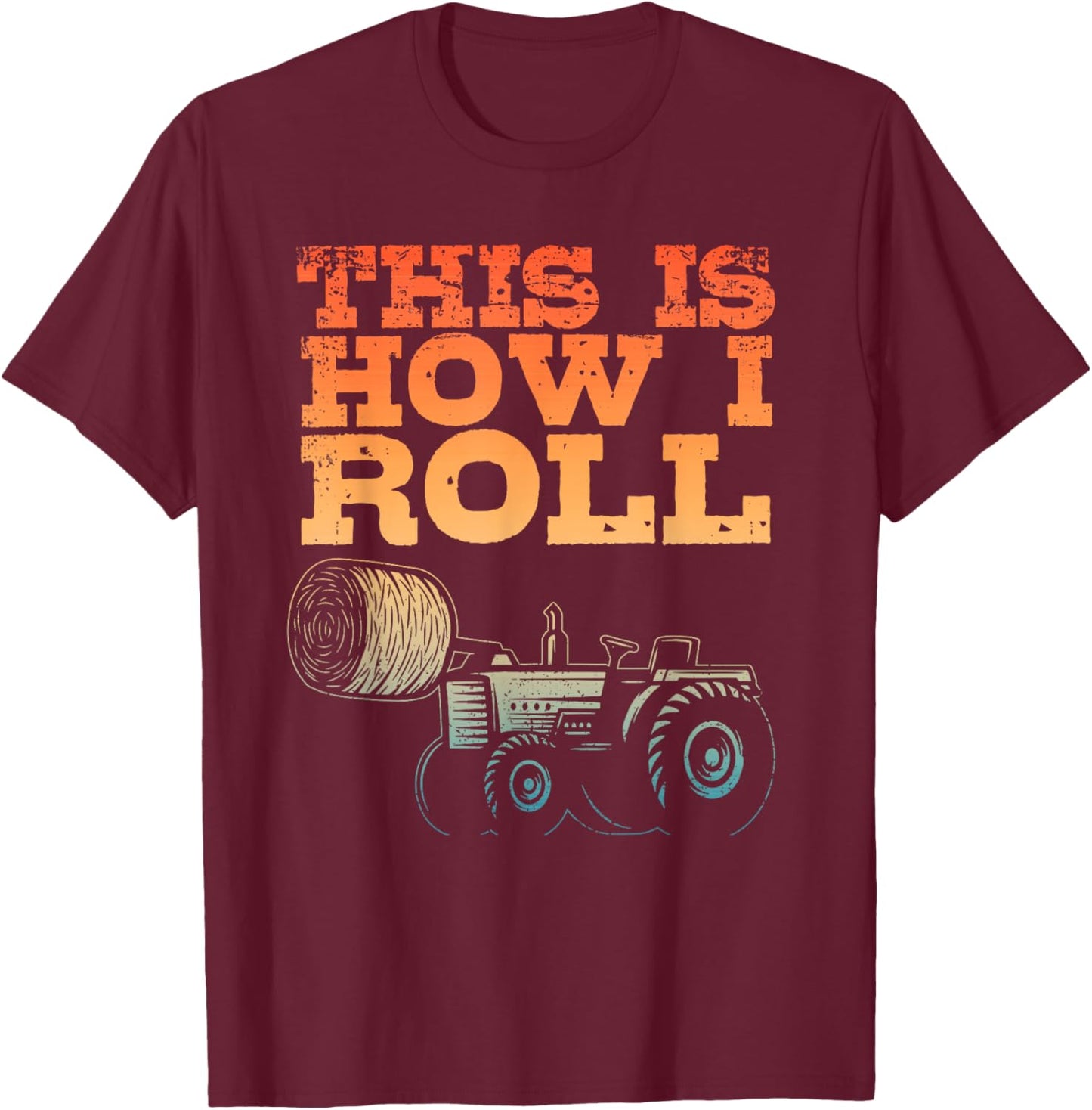 Farmer Art Women Tractor Farming Hay Bale Cow Farmer T-Shirt - T-Shirt | Maroon
