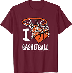 I Love Basketball Girl & Boys Youth Basketball Hoop T-Shirt - T-Shirt | Maroon