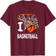 I Love Basketball Girl & Boys Youth Basketball Hoop T-Shirt - T-Shirt | Maroon
