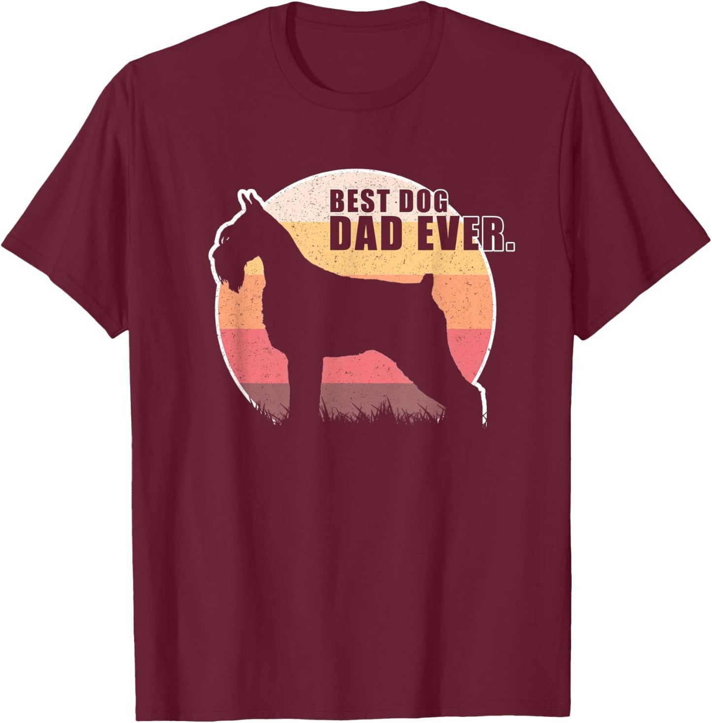 Vintage Retro Best Dog Dad Ever Standard Schnauzer T shirts Men Women Kids T-Shirt - T-Shirt | Maroon