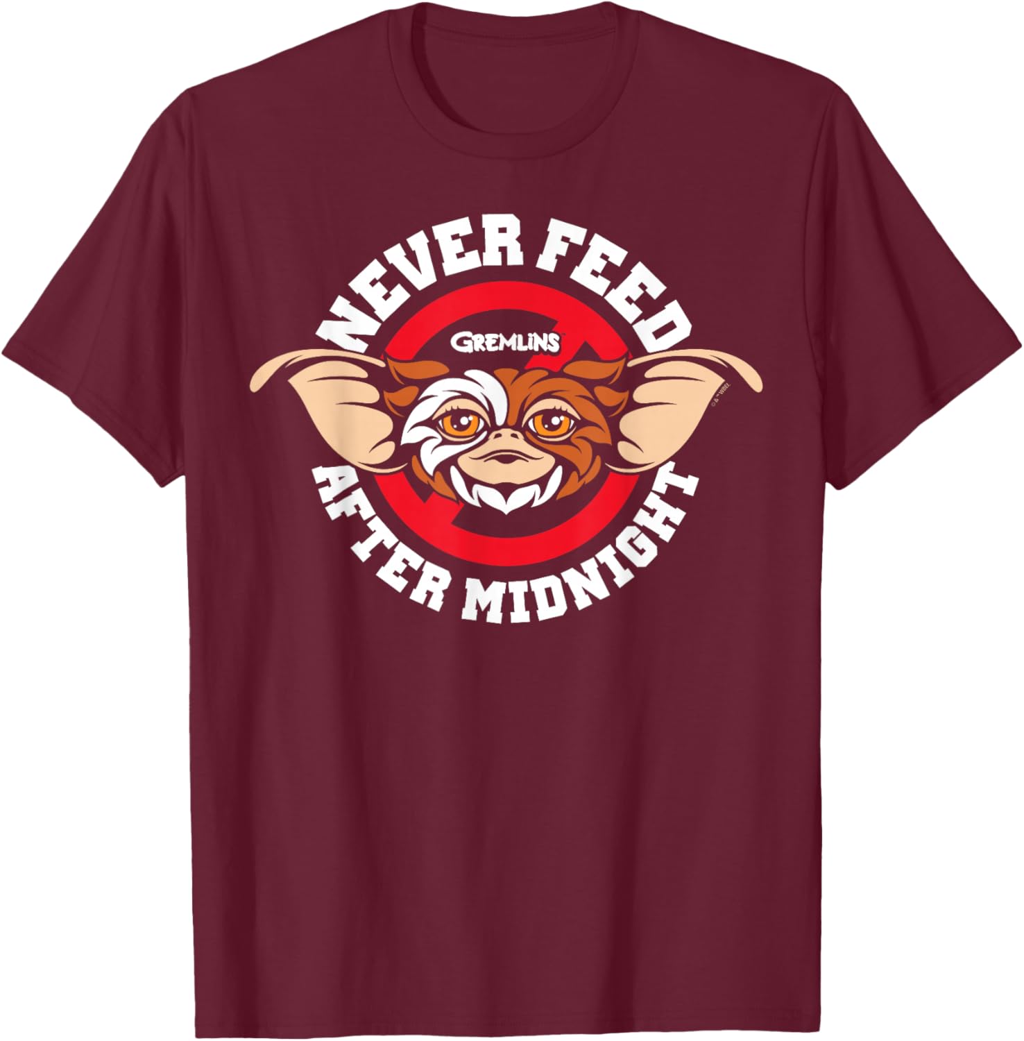 Gremlins - Never Feed After Midnight T-Shirt - T-Shirt | Maroon