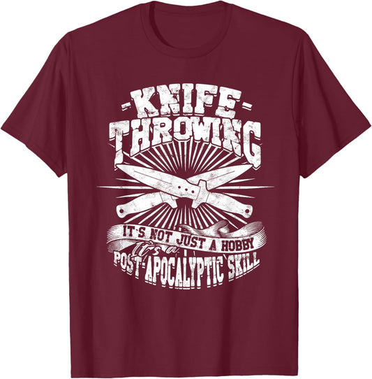 Knife Throwing Post Apocalyptic Skill T-Shirt - T-Shirt | Maroon