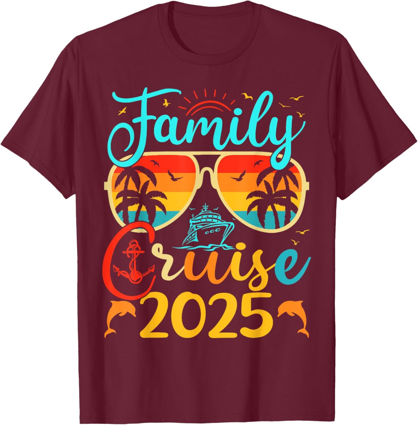 Family Cruise 2025 Summer Vacation Matching Family Cruise Women Kids T-Shirt - T-Shirt | Maroon