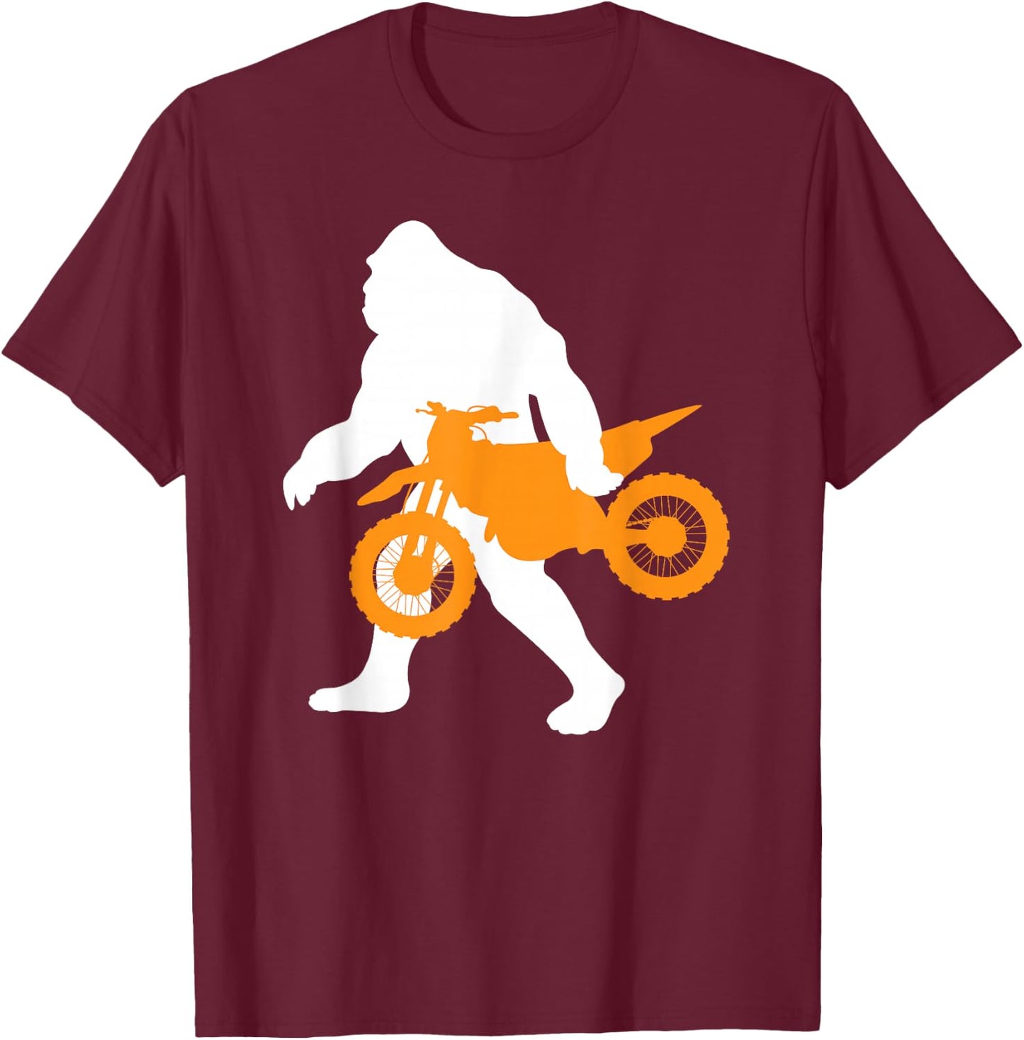 Bigfoot Sasquatch Carrying Dirt Bike Motocross Funny Gift T-Shirt - T-Shirt | Maroon