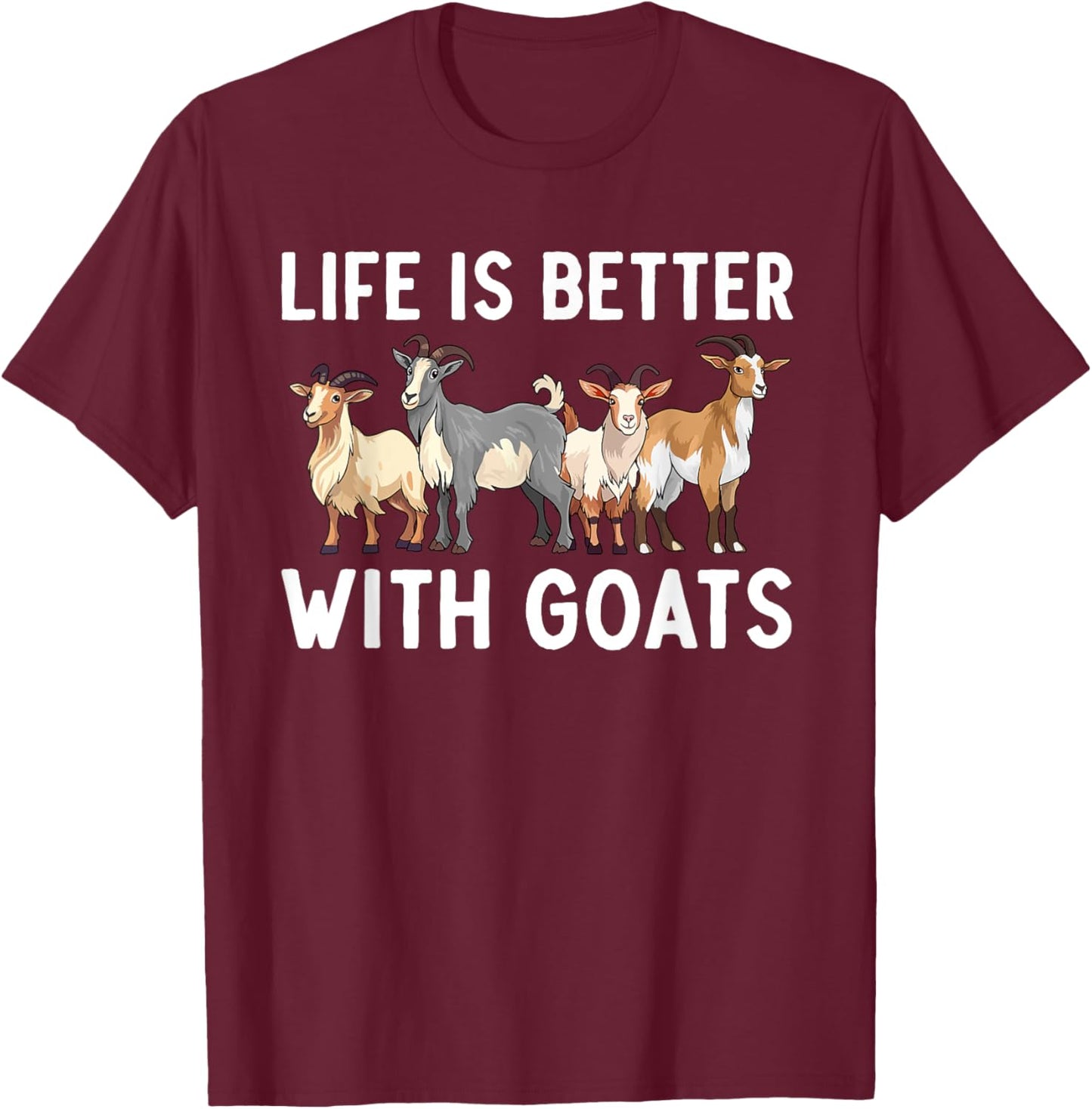 Cool Goat Design Women Farm Animal Pygmy Goat Lover T-Shirt - T-Shirt | Maroon