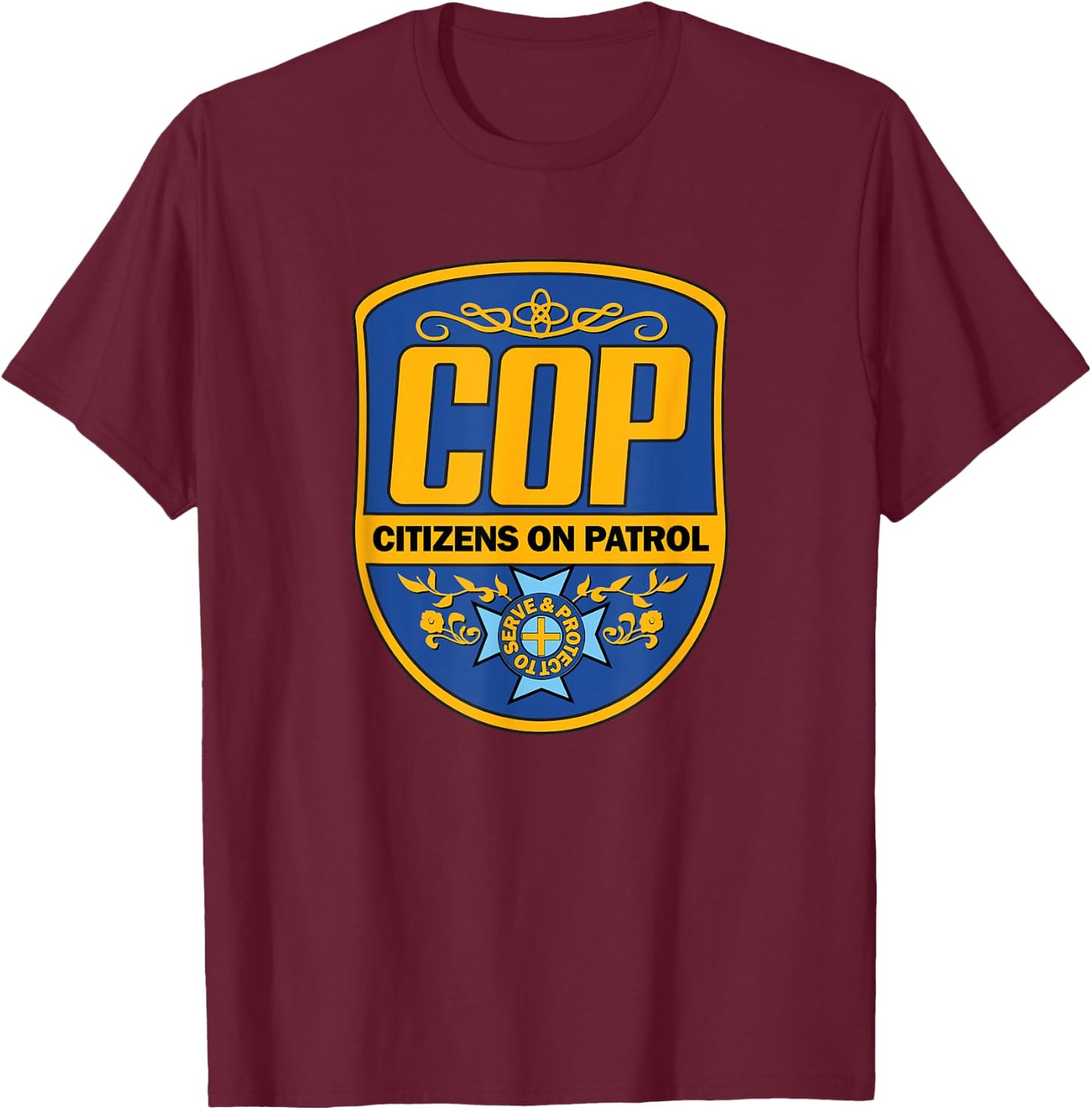 COP - Citizens On Patrol - classic logo police parody design T-Shirt - T-Shirt | Maroon