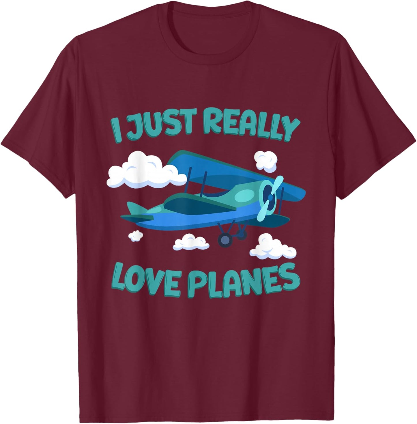 Airplane Lover Kids I Just Really Love Planes T-Shirt - T-Shirt | Maroon