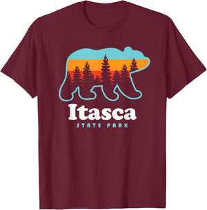Itasca State Park Minnesota Bear T-Shirt - T-Shirt | Maroon