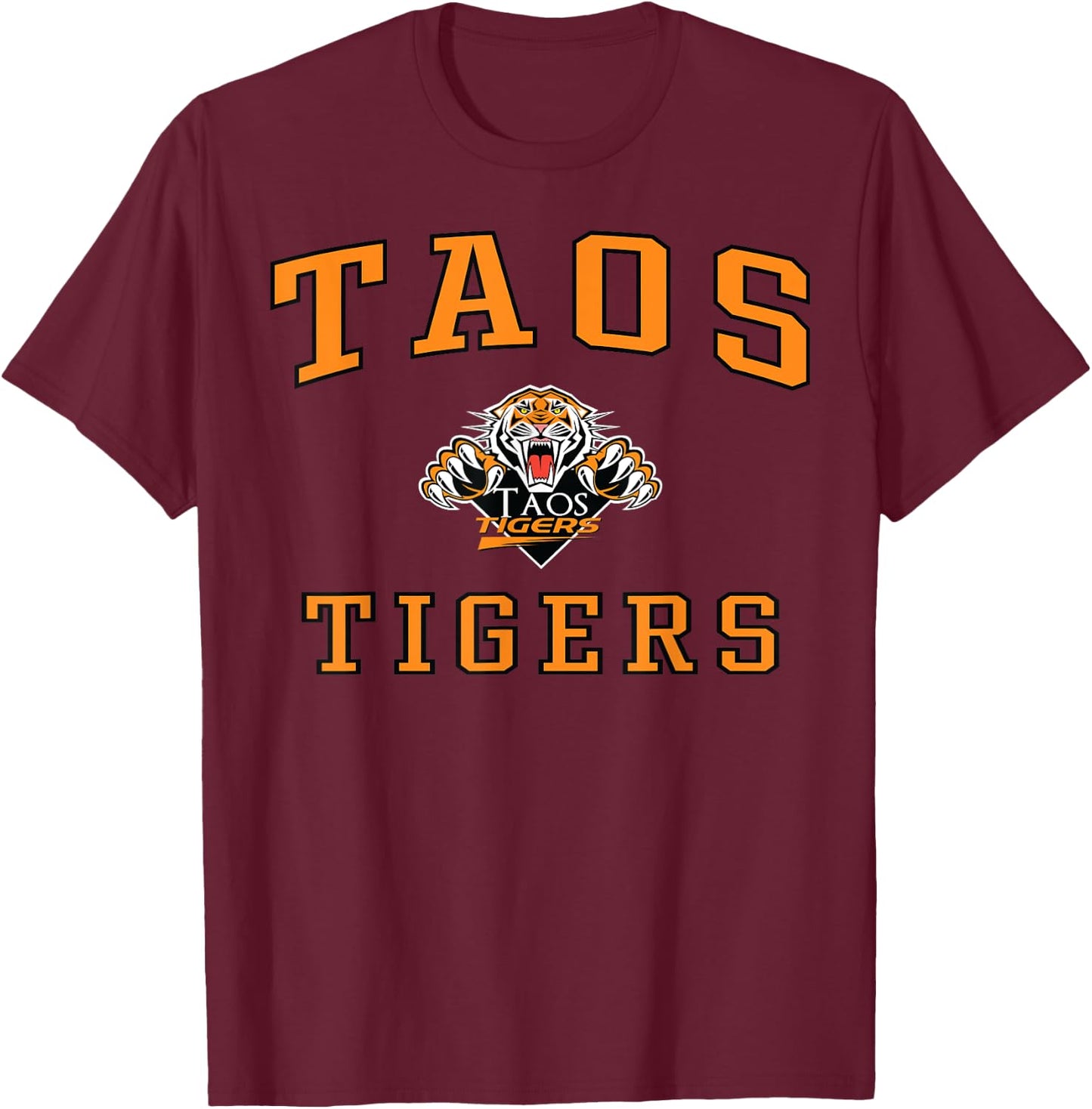 Taos High School Tigers C1 T-Shirt - T-Shirt | Maroon
