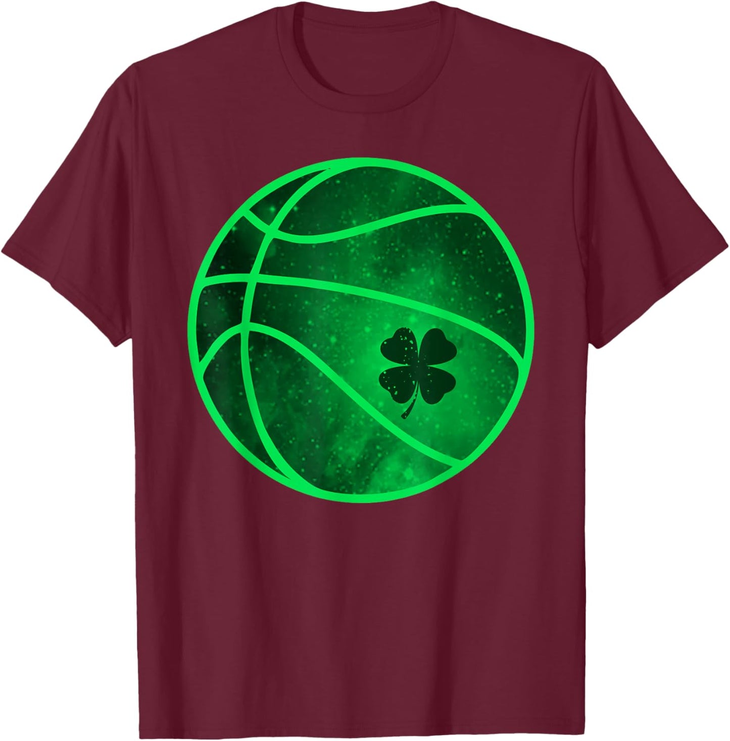 Basketball Lucky Shamrock Clover St. Patrick's Day Funny T-Shirt - T-Shirt | Maroon