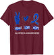 Peace Love Hope Alopecia Awareness Areata Ribbon Support T-Shirt - T-Shirt | Maroon