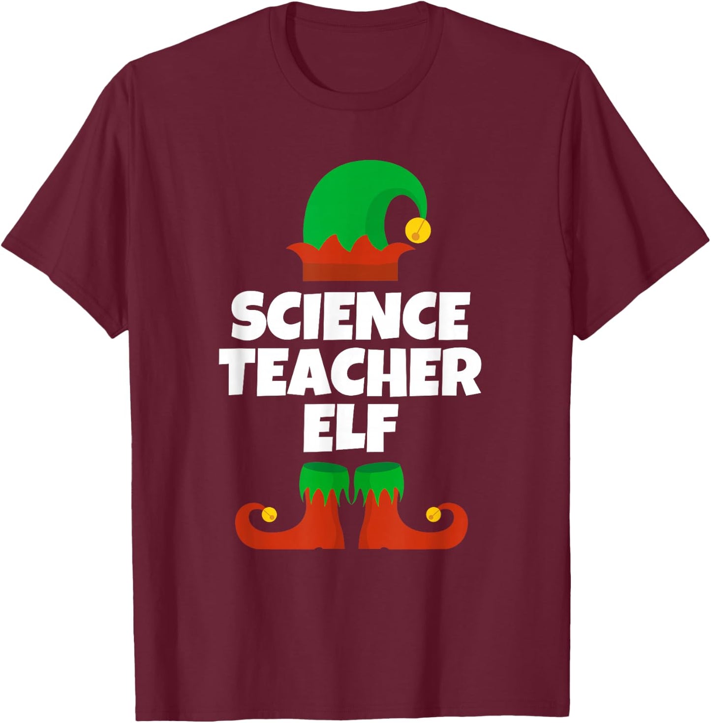 Christmas I'm The Science Teacher Elf Matching Xmas Pajama T-Shirt - T-Shirt | Maroon