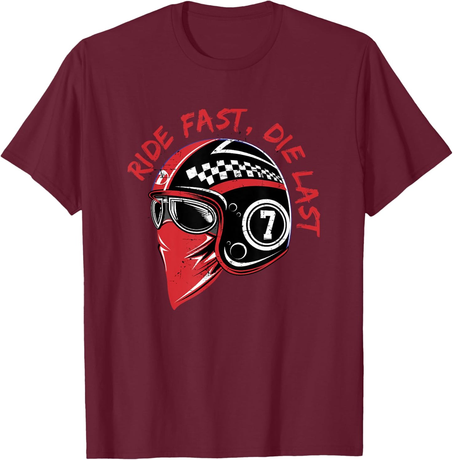 Ride Fast Die Last Cafe Motorcycle Racing T-Shirt - T-Shirt | Maroon