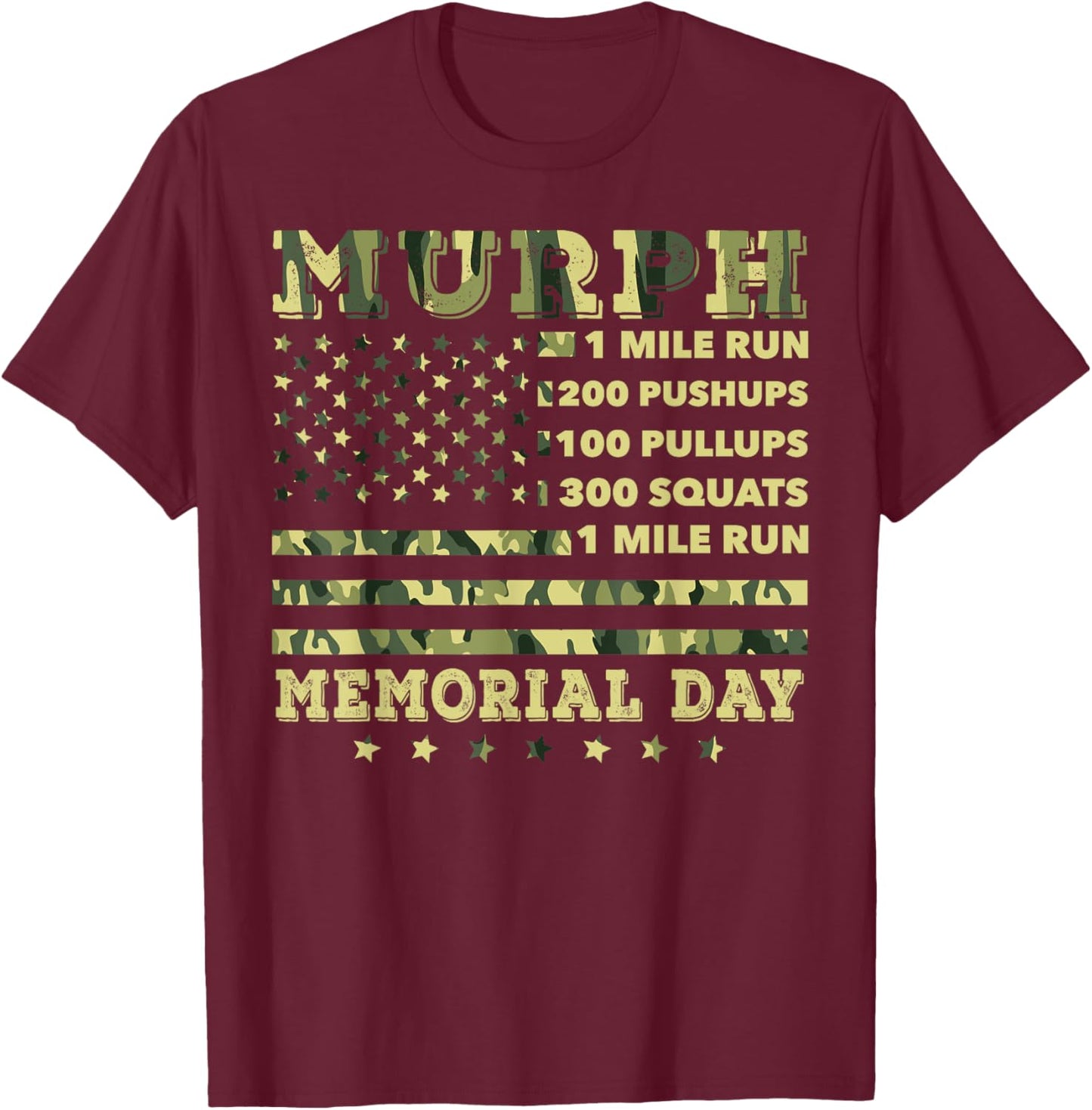 Murph 2021 Workout Challenge American Memorial Day Murph T-Shirt - T-Shirt | Maroon