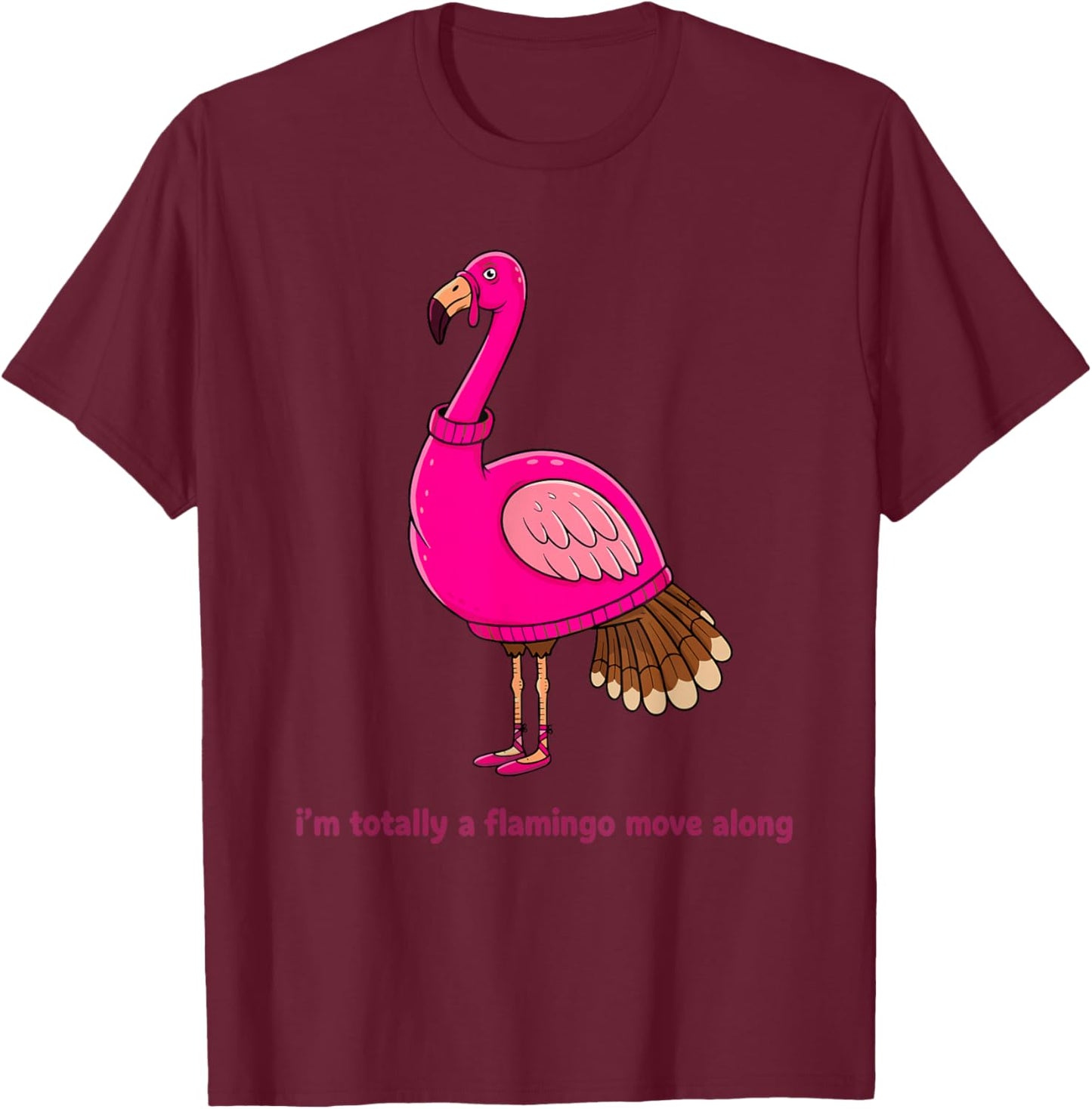 Funny Thanksgiving Turkey Disguised As Flamingo Humor T-Shirt - T-Shirt | Maroon
